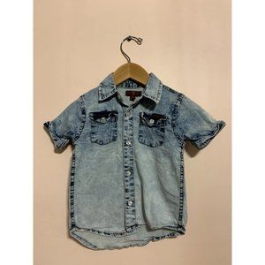 7 Seven for all Mankind Baby boys short sleeve Distressed Denim Button Shirt siz